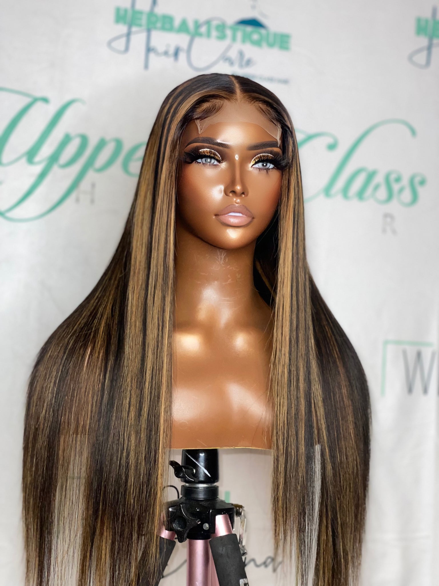 Ready To Ship Custom Colored  Malaysian Silk Closure Wig With Highlights