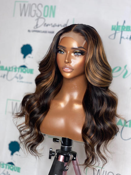 Ready To Ship Custom Thea Wave Closure Wig With Highlights 20"