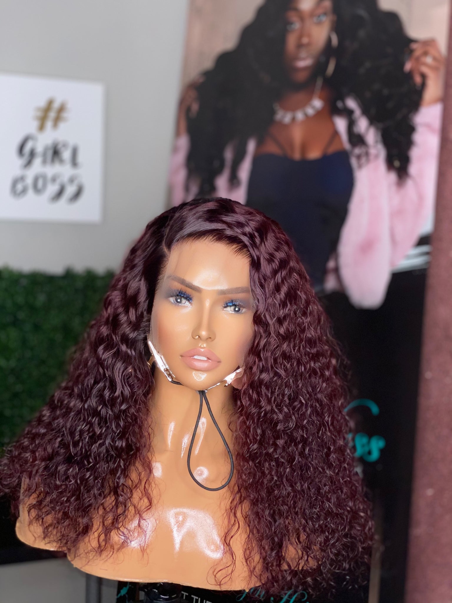 Burgundy Bohemian Curly Frontal Wig
