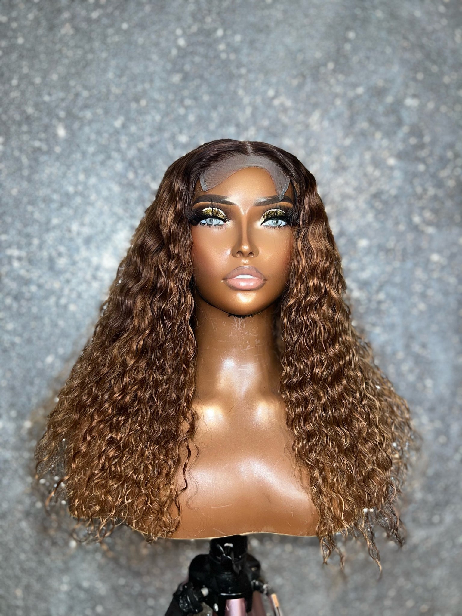 Ready To Ship Honey Blonde Bohemian Curly Closure Wig  16”