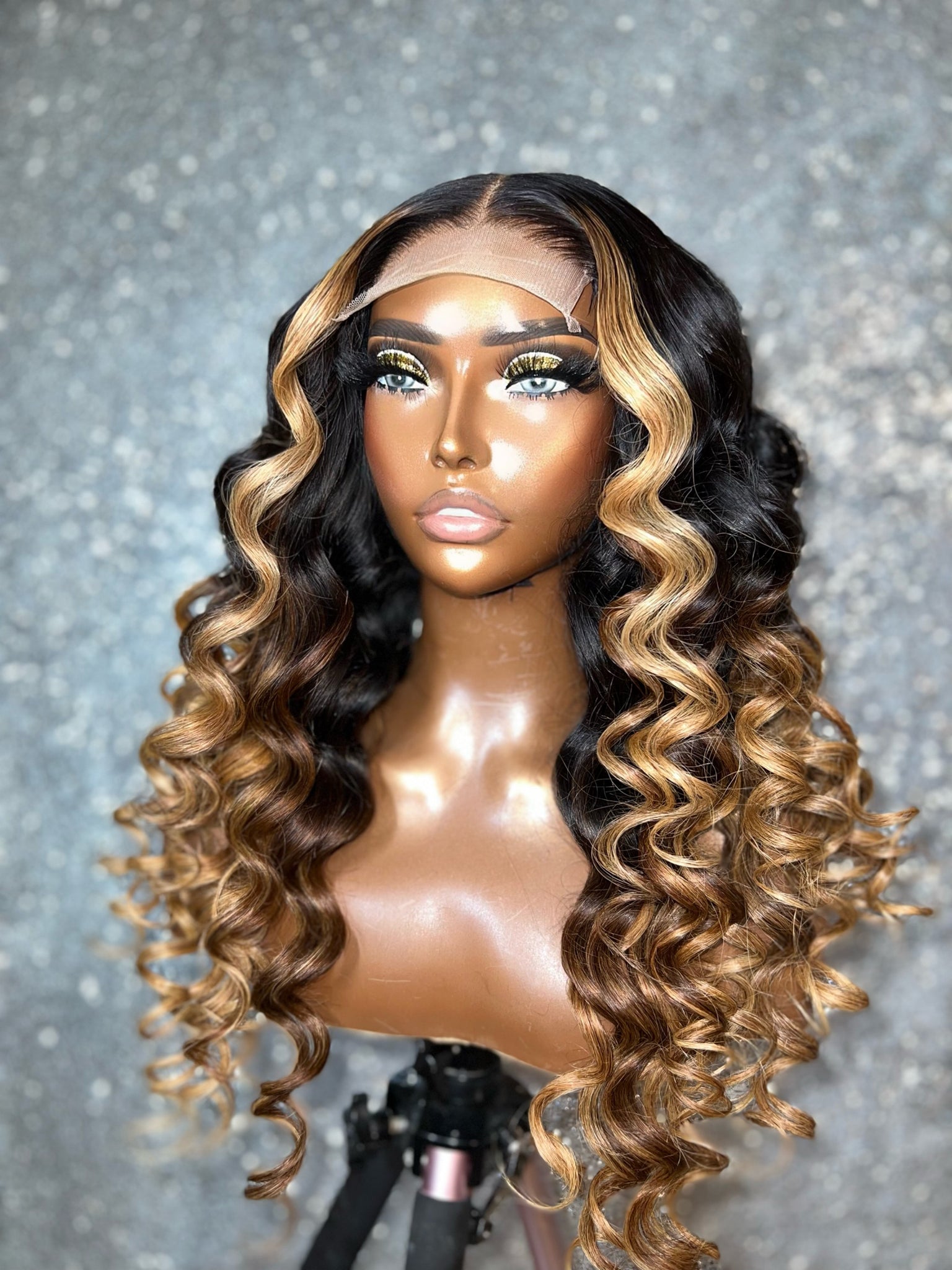Ready To Ship Custom Thea Wave Closure Wig With Ombré and Front Highlight 24"
