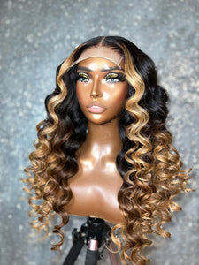 Ready To Ship Custom Thea Wave Closure Wig With Ombré and Front Highlight 24"