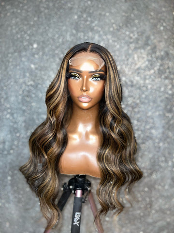 Ready To Ship Custom Thea Wave Closure Wig With Highlights 24"